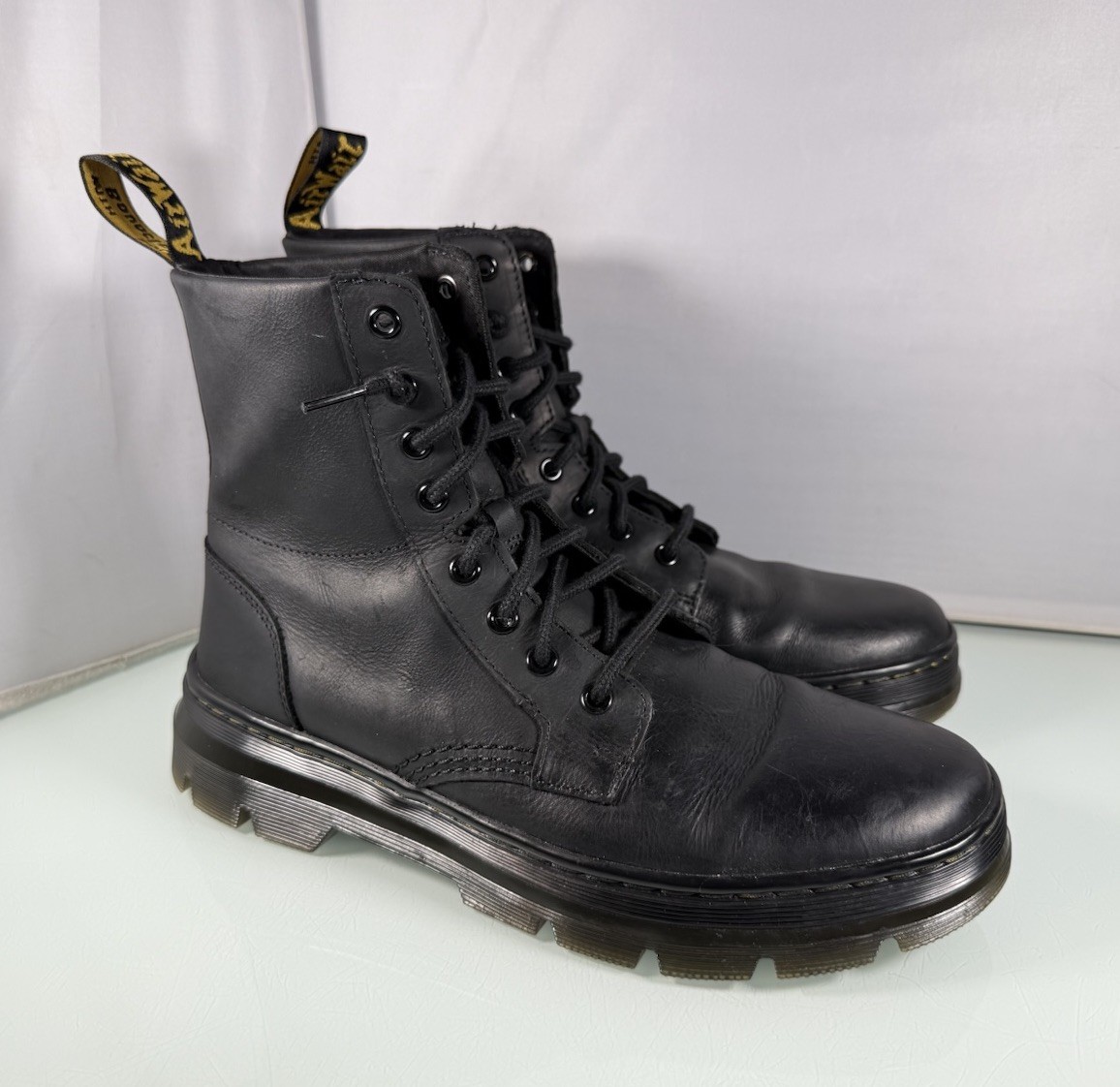 Dr Doc Martens Combat Boots Womens 1460 Black Smooth Leather Lace Up
