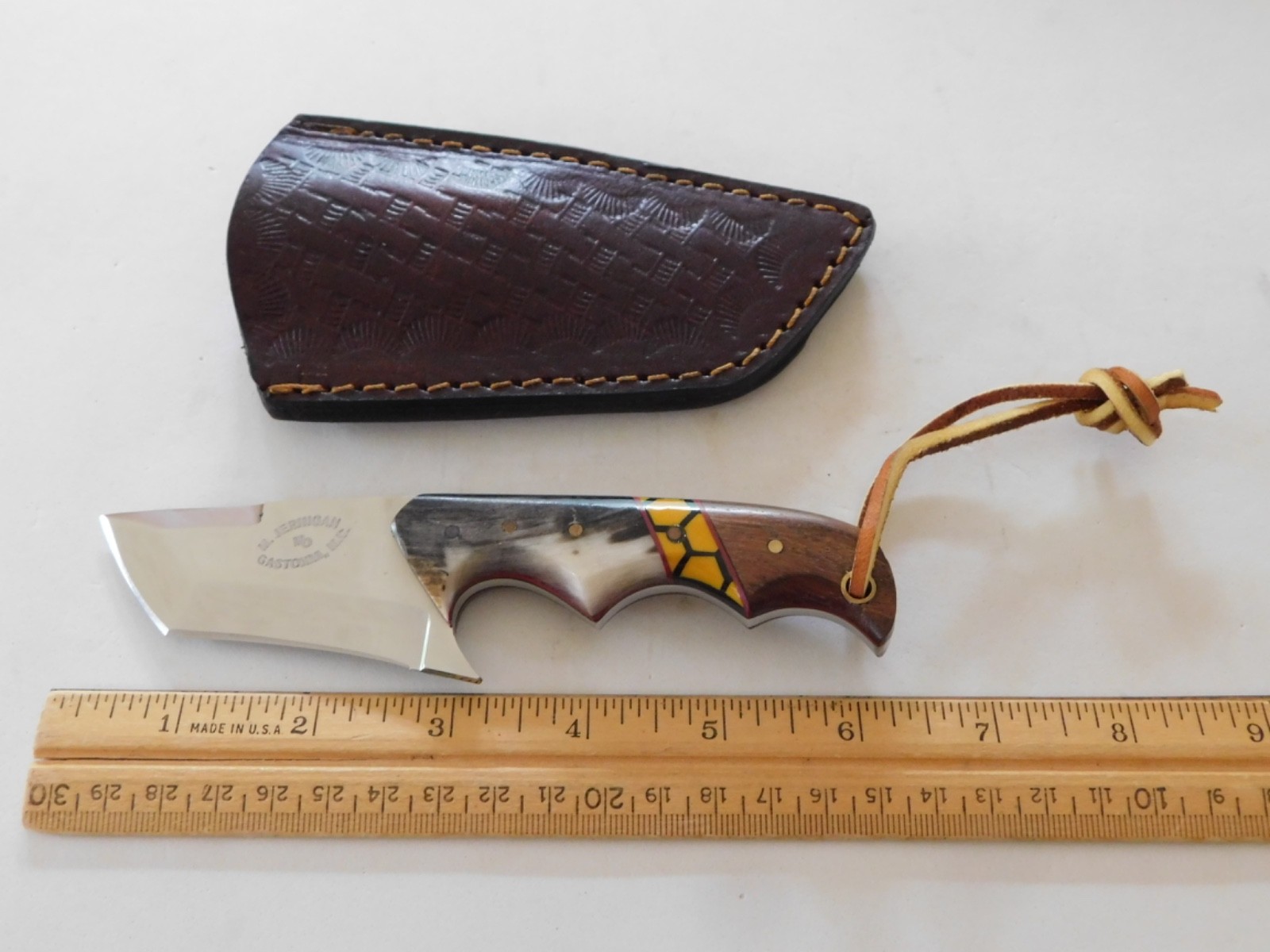 Maurice Jernigan Custom Fixed Blade Knife and Sheath Maurice Jernigan Custom Fixed Blade Knife and Sheath