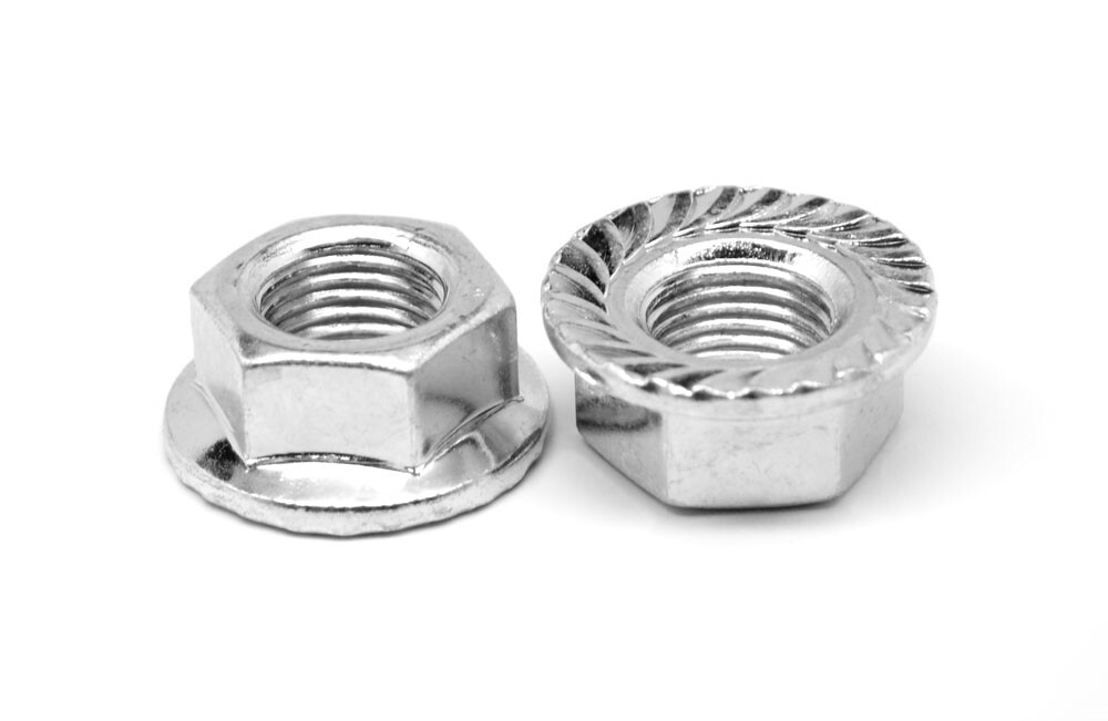 M8 x 1.25 Coarse Class 8 Hex Flange Nut with Serration Zinc Plated