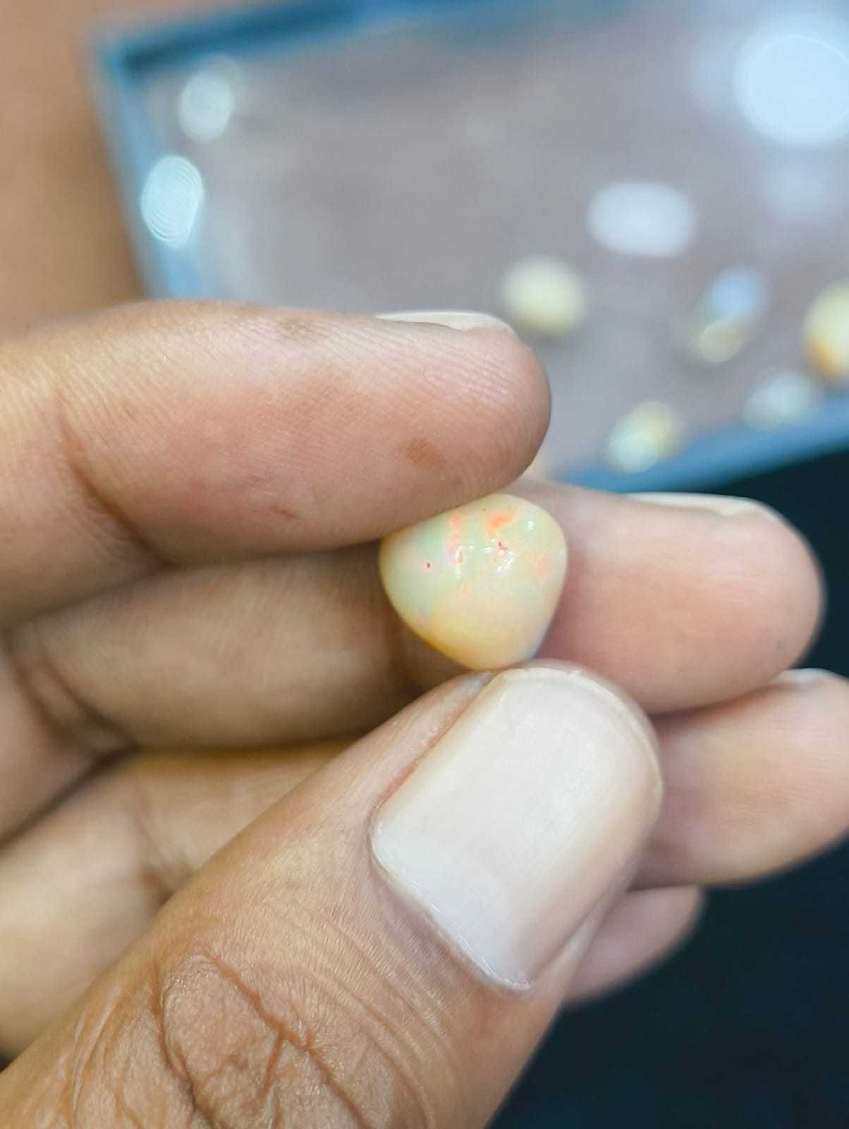 5.00 Ct Natural Ethiopian Opal Pear Cabochon 13x12mm Fiery Red Play Loose