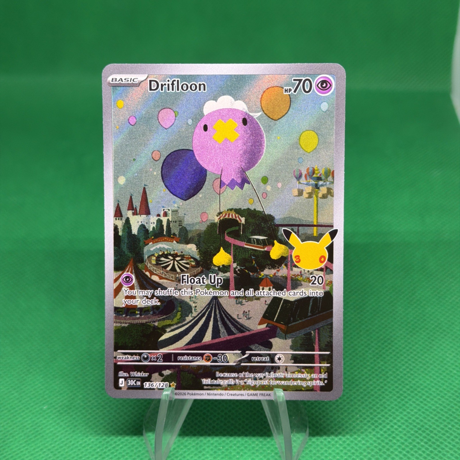 Drifloon 136/128 Pokemon 30th Celebration Illustration Rare NM Drifloon 136/128 Pokemon 30th Celebration Illustration Rare NM