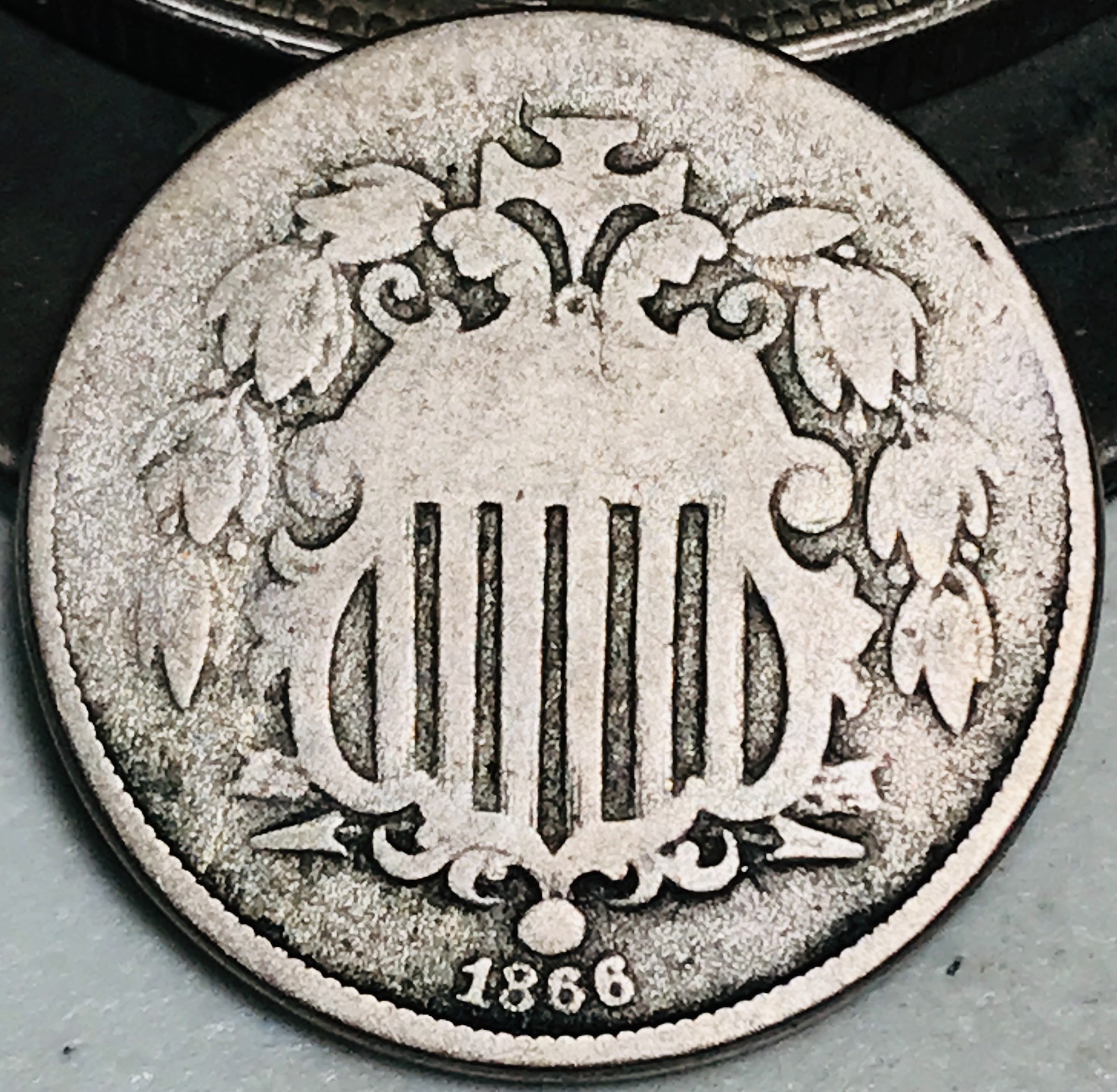 1866 Shield Nickel 5 Cents 5C RAYS Ungraded Civil War Era US Coin CC28501 1866 Shield Nickel 5 Cents 5C RAYS Ungraded Civil War Era US Coin CC28501