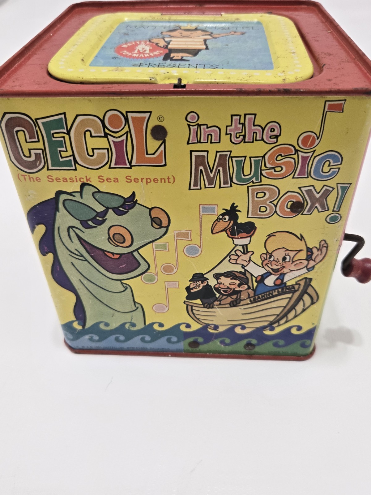 Vintage 1962 Mattel Cecil in the Music Box Jack in the Box Tin Toy Works