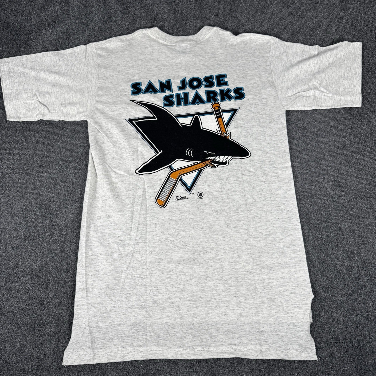 Vintage 90s San Jose Sharks NHL Hockey T Shirt Mens Large Salem Single Stitch US