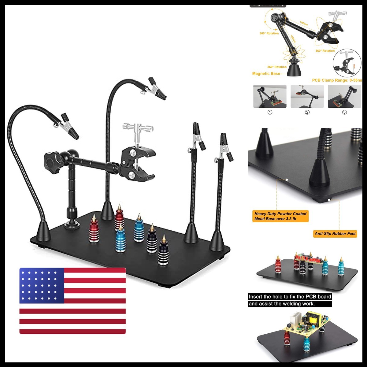 NOEVSBIG Magnetic Helping Hands Soldering Station Large & Heavy Duty