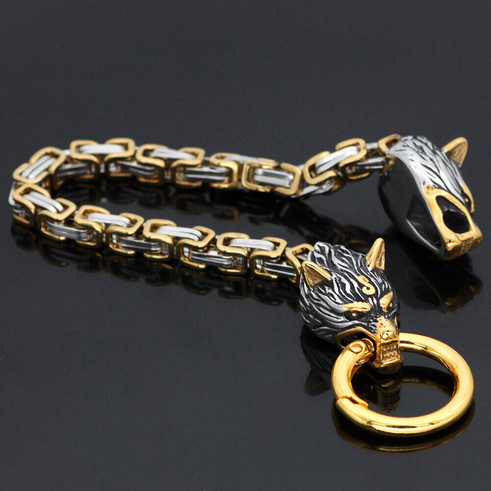 Nordic Celtic Wolf Men\'s Men\'s Retro Handmade Stainless Steel Bracelet Jewelry