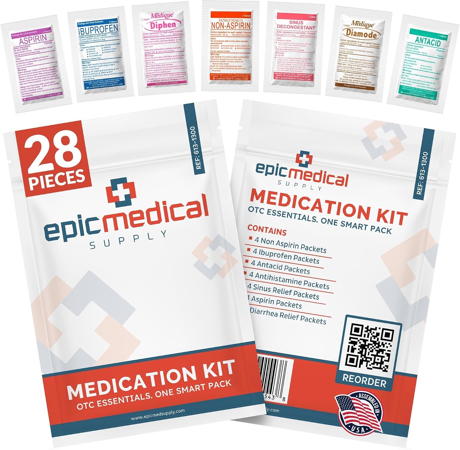 Epic Medical Supply First Aid Kit Medication Refill 28-Count Unit Dose Packets Epic Medical Supply First Aid Kit Medication Refill 28-Count Unit Dose Packets