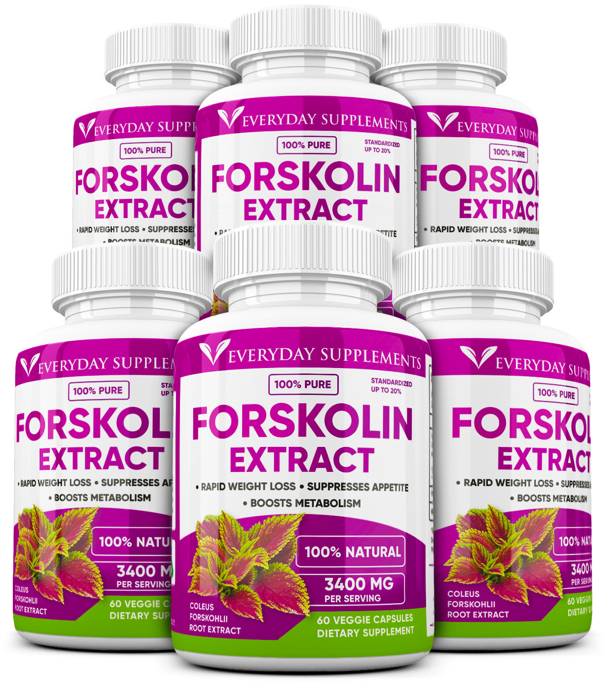 6 x Forskolin Maximum Strength 100% Pure 3400mg Rapid Results Forskolin Extract