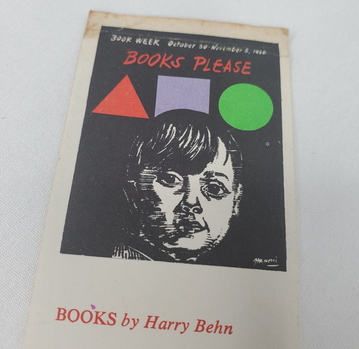 Vintage 1966 Book Week Bookmark Henry Behn Poem Antonio Fransconi Art Litho USA Vintage 1966 Book Week Bookmark Henry Behn Poem Antonio Fransconi Art Litho USA