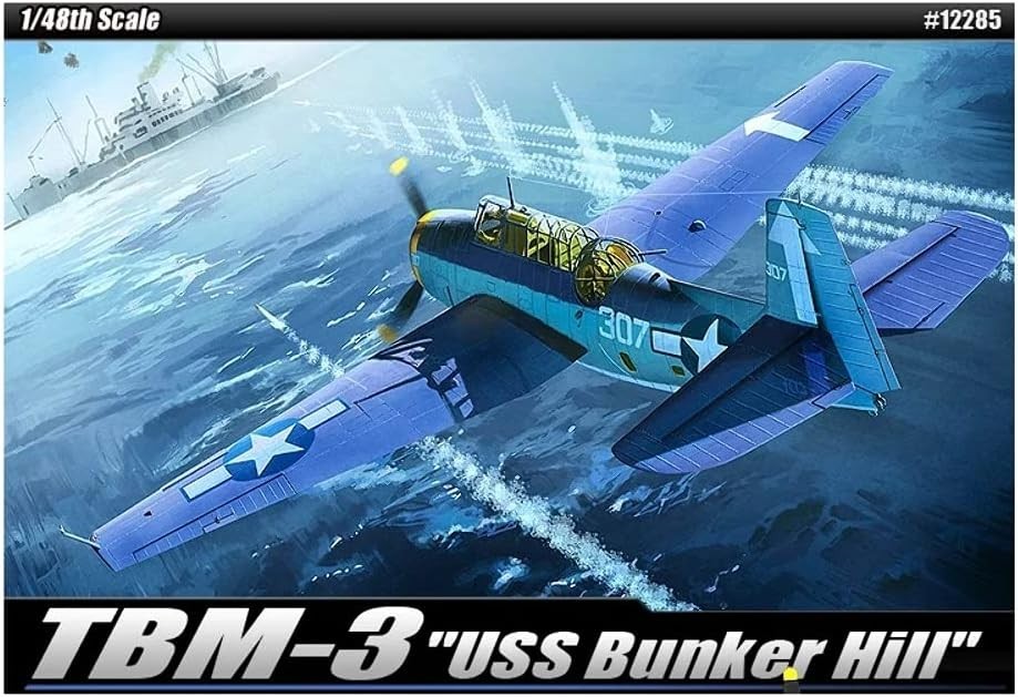 Academy TBM-3 USS Bunker Hill 1/48 Scale Model Kit - Navy Aircraft Replica