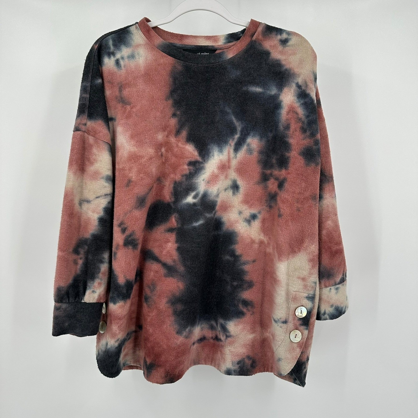 Ali Miles Womens Boho Lagenlook Top Size L Artsy Oversized Eclectic Indie