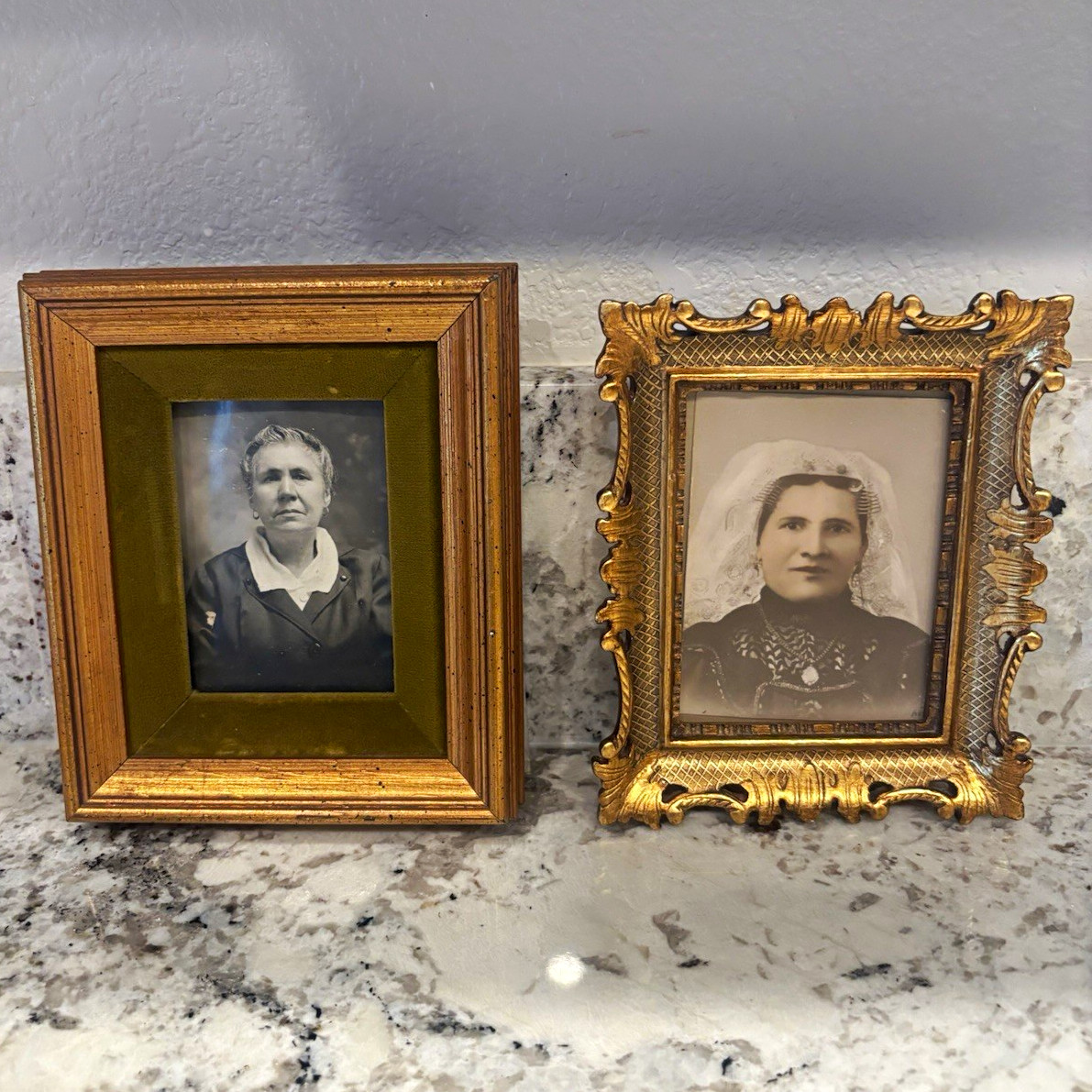 Lot of 2 Framed Vintage 4x6” Portraits of Women 