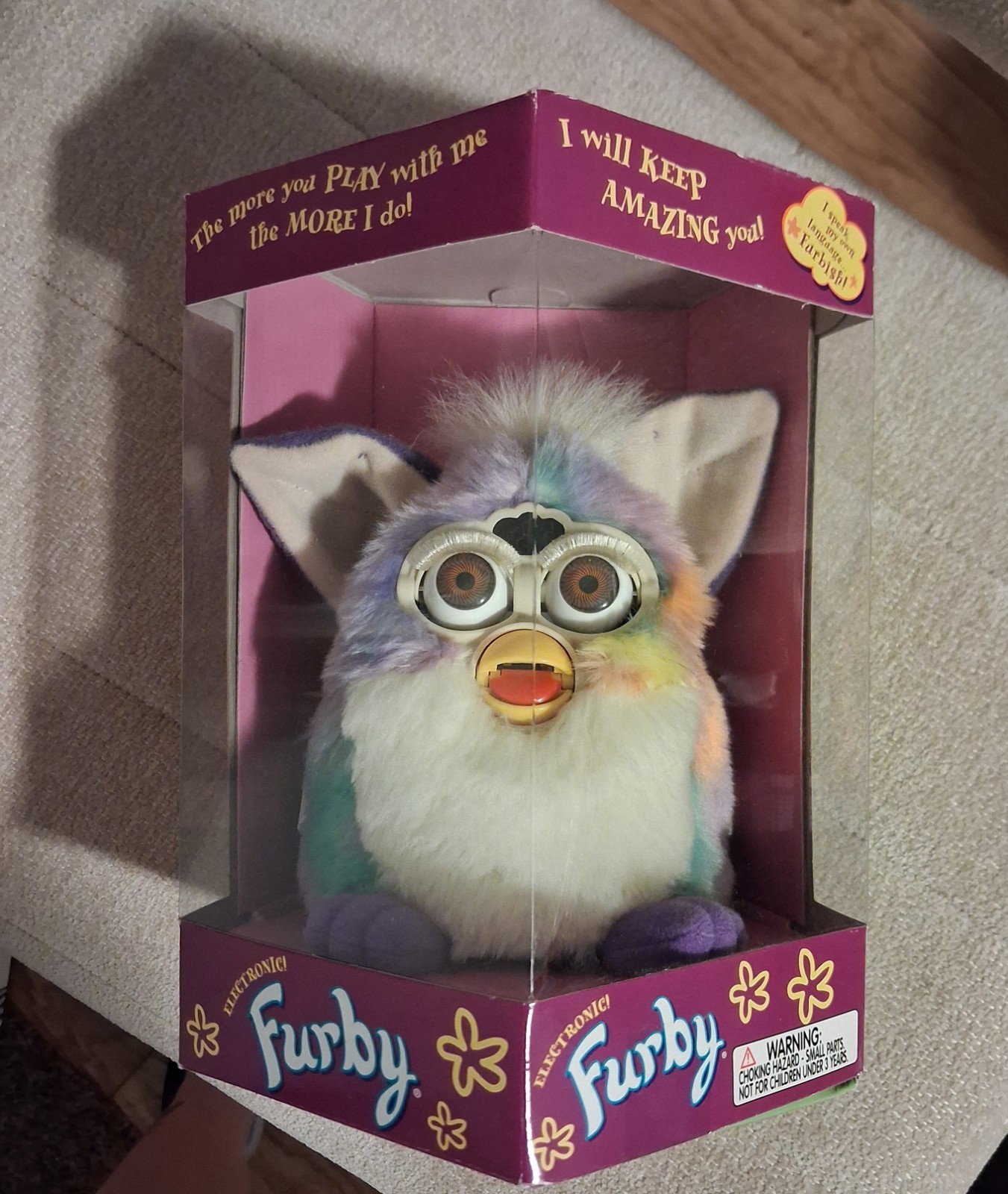 Furby 1999 RAINBOW PASTEL TIE DYE 70-800 NEW SEALED ORIGINAL BOX TIGER Vintage 