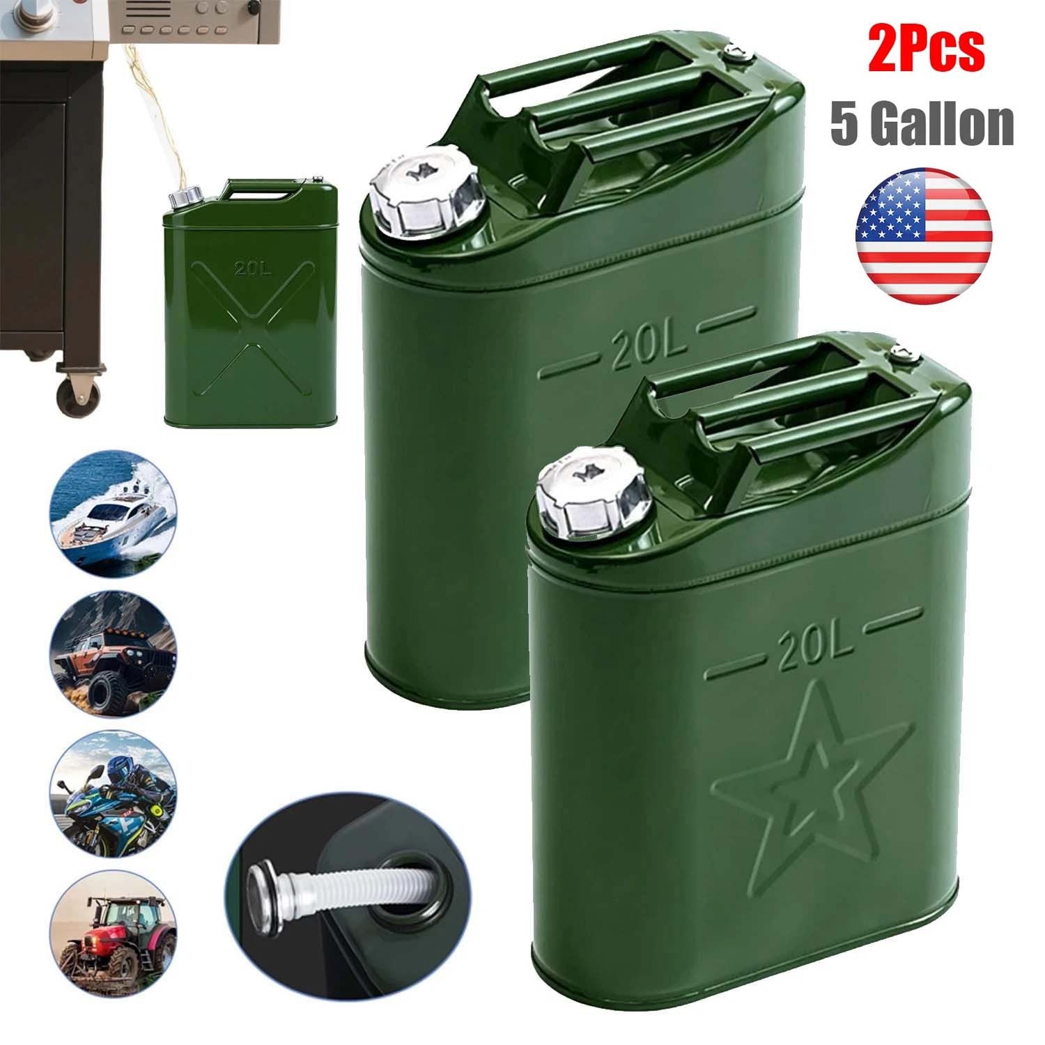 2PCS Jerry Can 5 Gallon 20L Can Metal Tank Emergency Backup Off-road