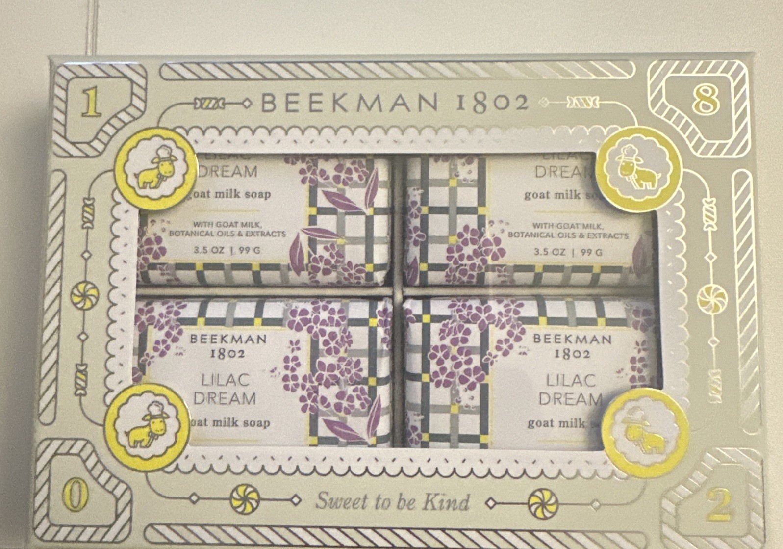 Beekman 1802 4 pc Goat Milk Soap Bar-Lilac Dream- 3.5 oz-NEW In Box Beekman 1802 4 pc Goat Milk Soap Bar-Lilac Dream- 3.5 oz-NEW In Box