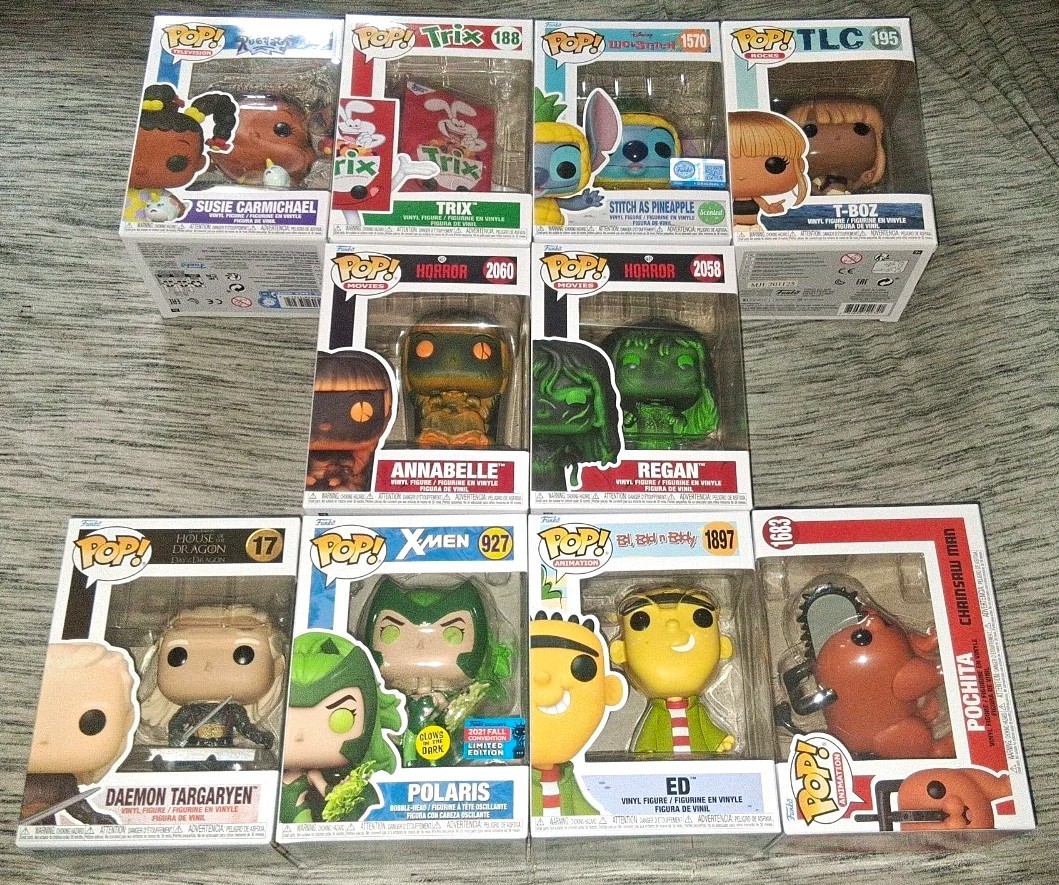 Funko Pop Vinyl 10 Figure Mixed Lot feat. 2 Horror Funkos With Cards & Polaris Funko Pop Vinyl 10 Figure Mixed Lot feat. 2 Horror Funkos With Cards & Polaris
