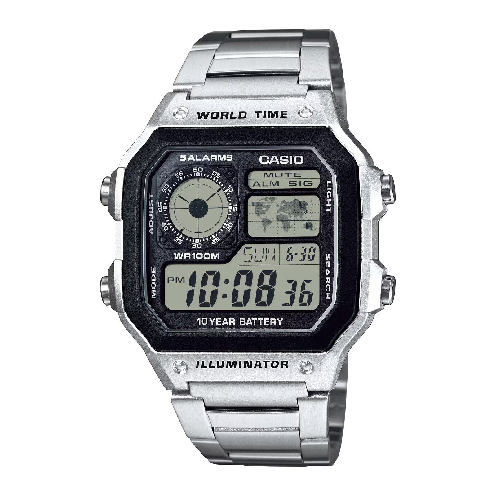 CASIO AE-1200WHD-1A AE-1200WHD-1AV CASIO ROYALE SILVER DIGITAL WATCH CASIO AE-1200WHD-1A AE-1200WHD-1AV CASIO ROYALE SILVER DIGITAL WATCH