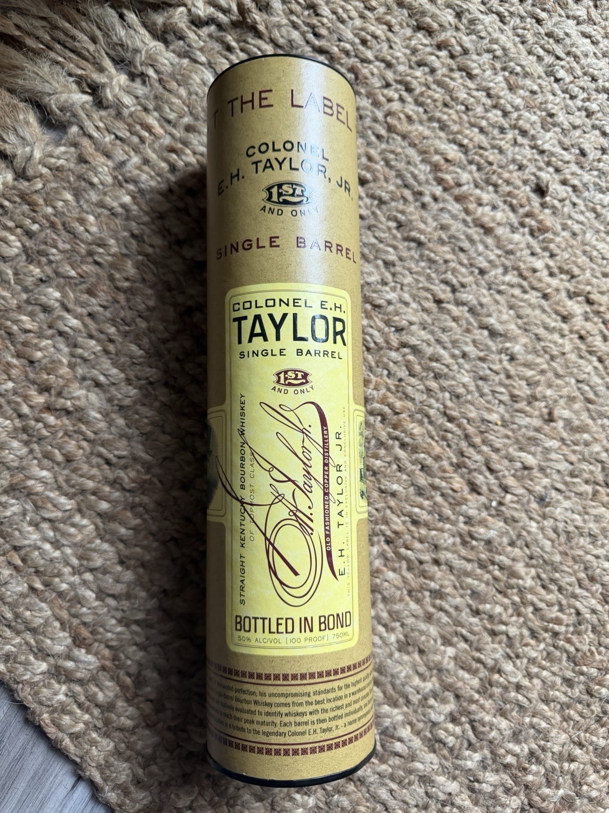 Colonel EH Taylor Single Barrel Bourbon EMPTY TUBE ONLY - NO BOTTLE Colonel EH Taylor Single Barrel Bourbon EMPTY TUBE ONLY - NO BOTTLE