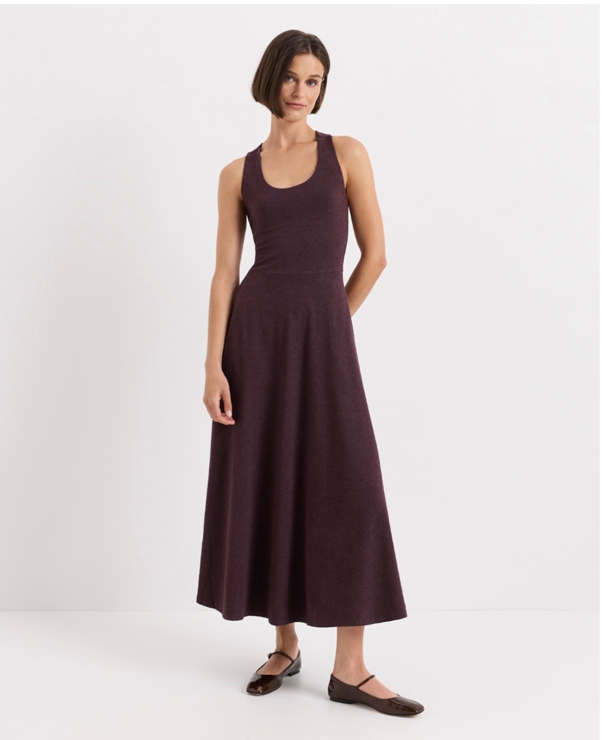 New Pact Women’s Organic Fit & Flare Open Back Maxi Dress Plum Heather Size S New Pact Women’s Organic Fit & Flare Open Back Maxi Dress Plum Heather Size S