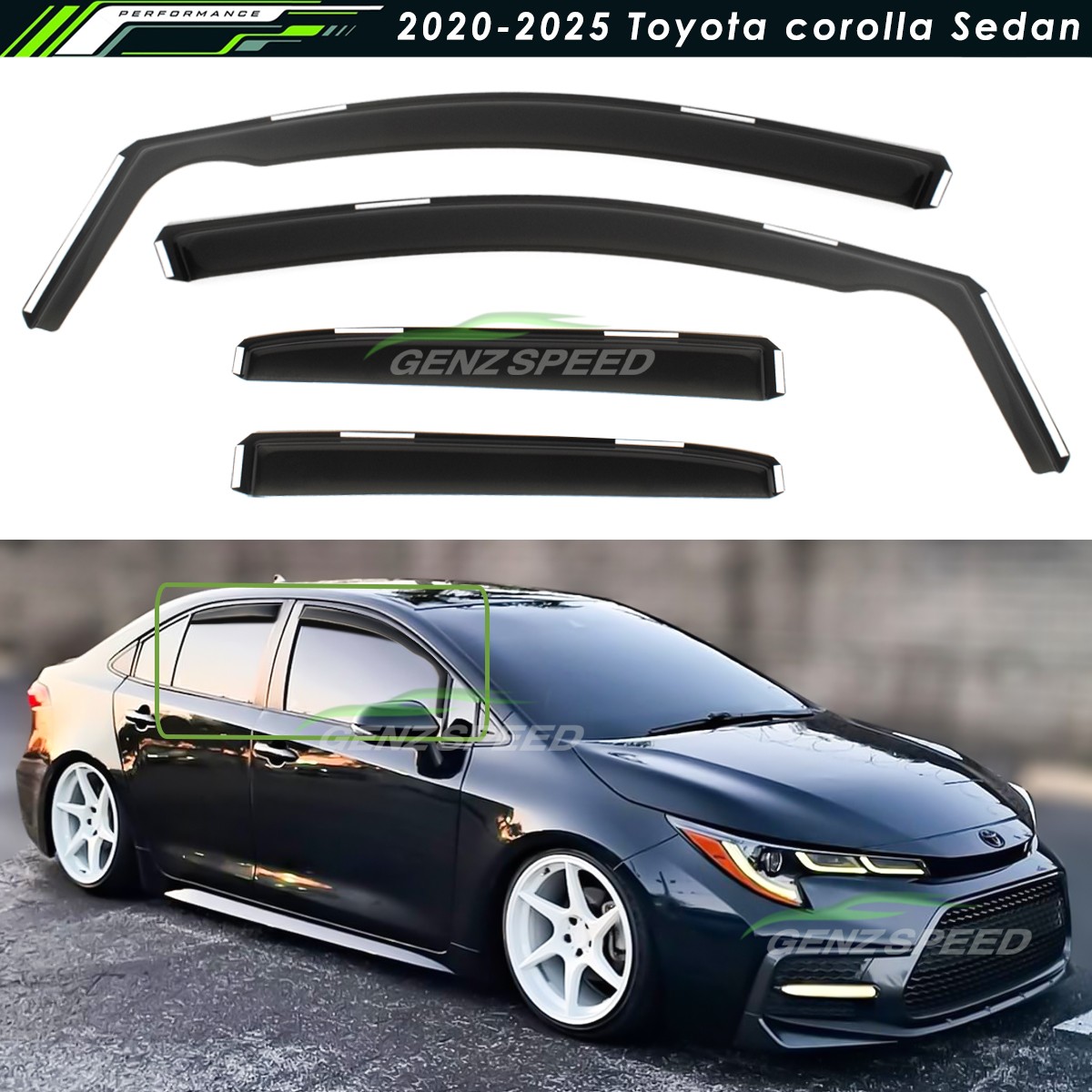 For 2020-2026 Toyota Corolla Sedan In-Channel Rain Guards Window Visors Shade