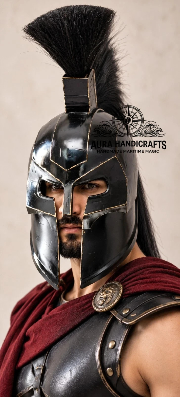 AURA King Agamemnon Helmet Metal Greek Armo Spartan Odyssey Trojan War Halloween