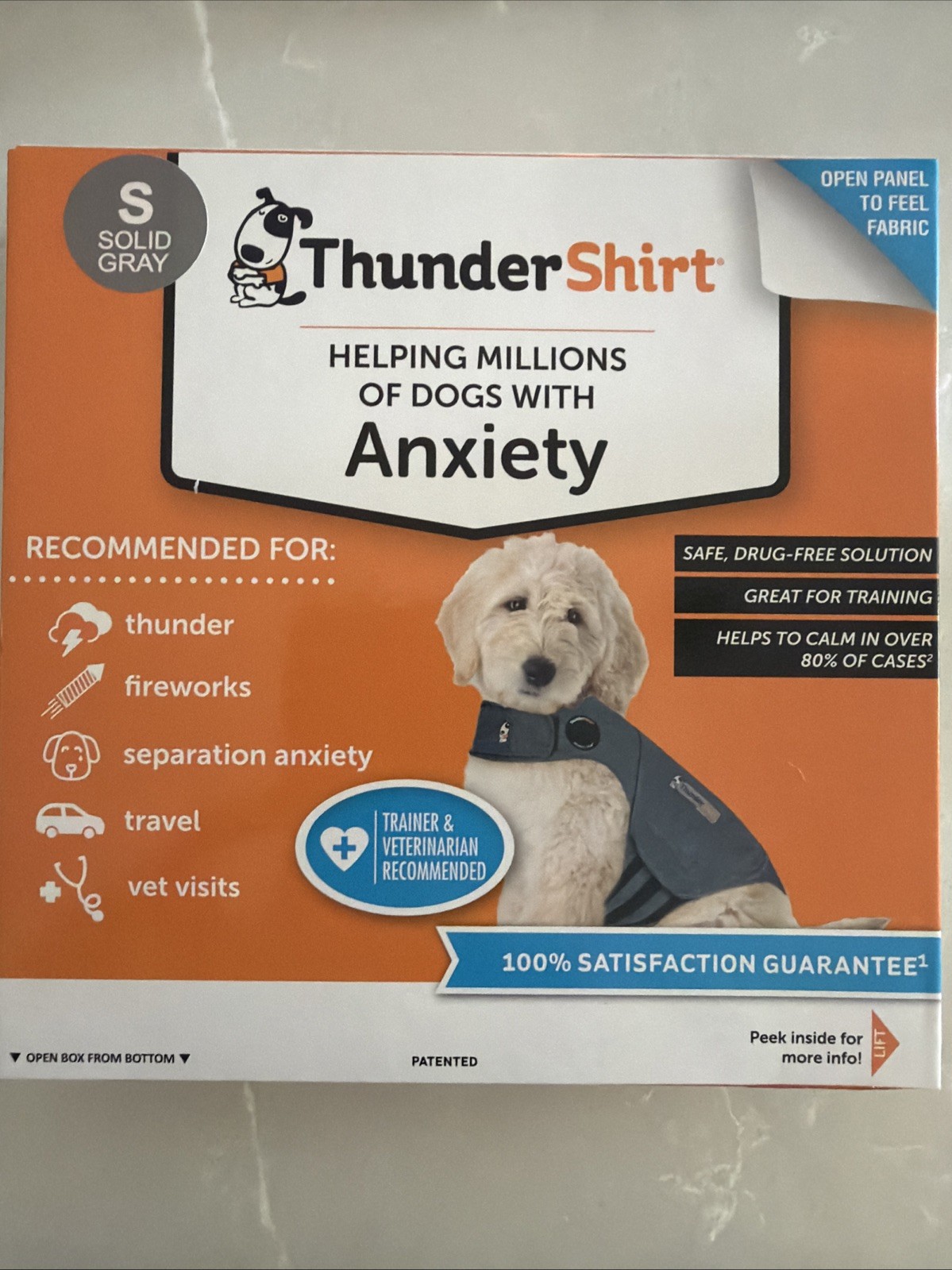 Thunder Shirt for Dogs, Dog Anxiety Relief Calming, Heather Gray Classic - SMALL