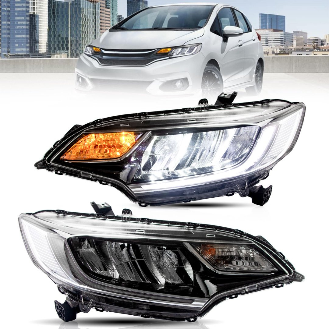 Pair VLAND FULL LED Headlights For Honda FIT 2014-2020 Front Lamps Assembly LHD