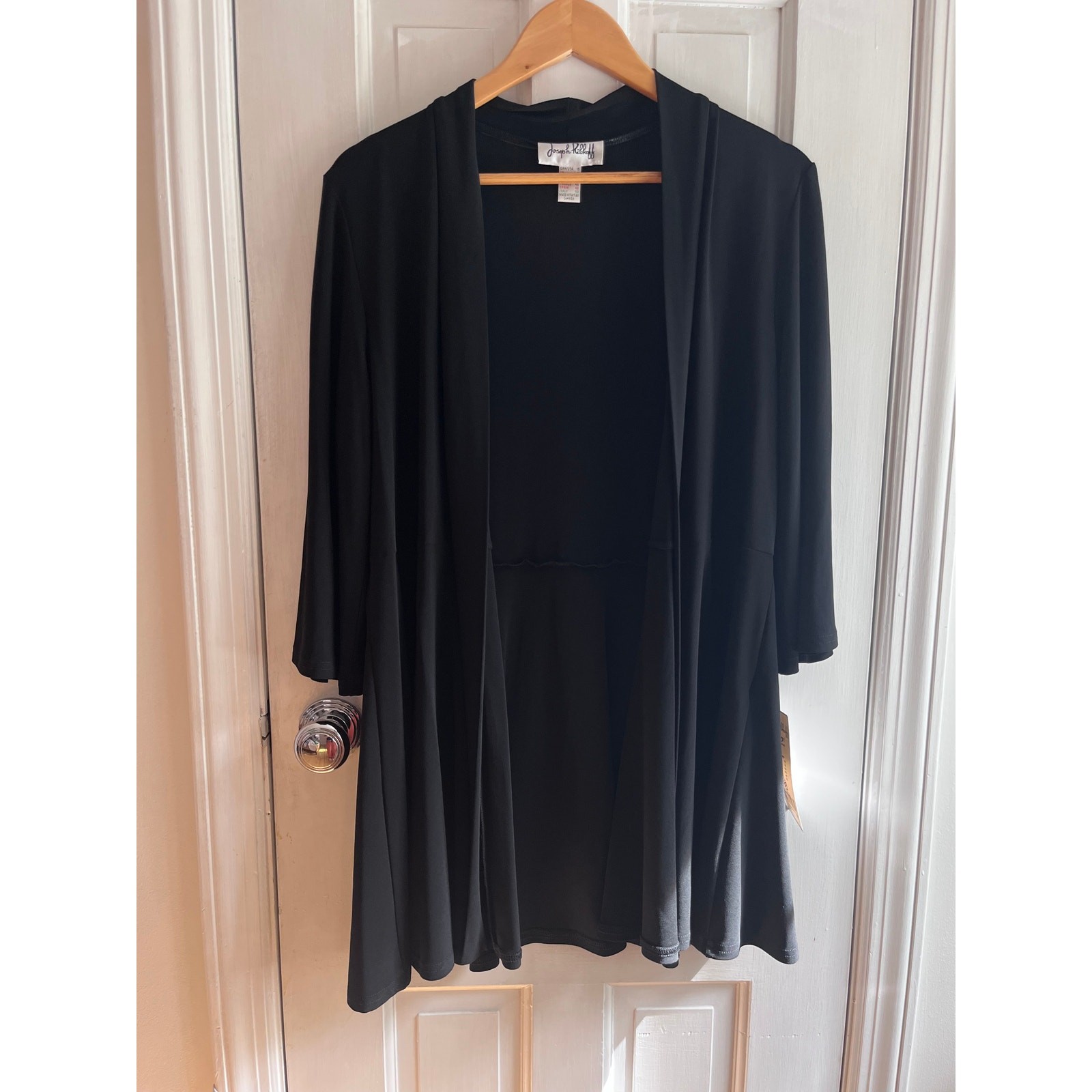 Joseph Ribkoff NWT Black Drape Duster Cardigan Jacket Wrap LDS 16 UK 18 $155