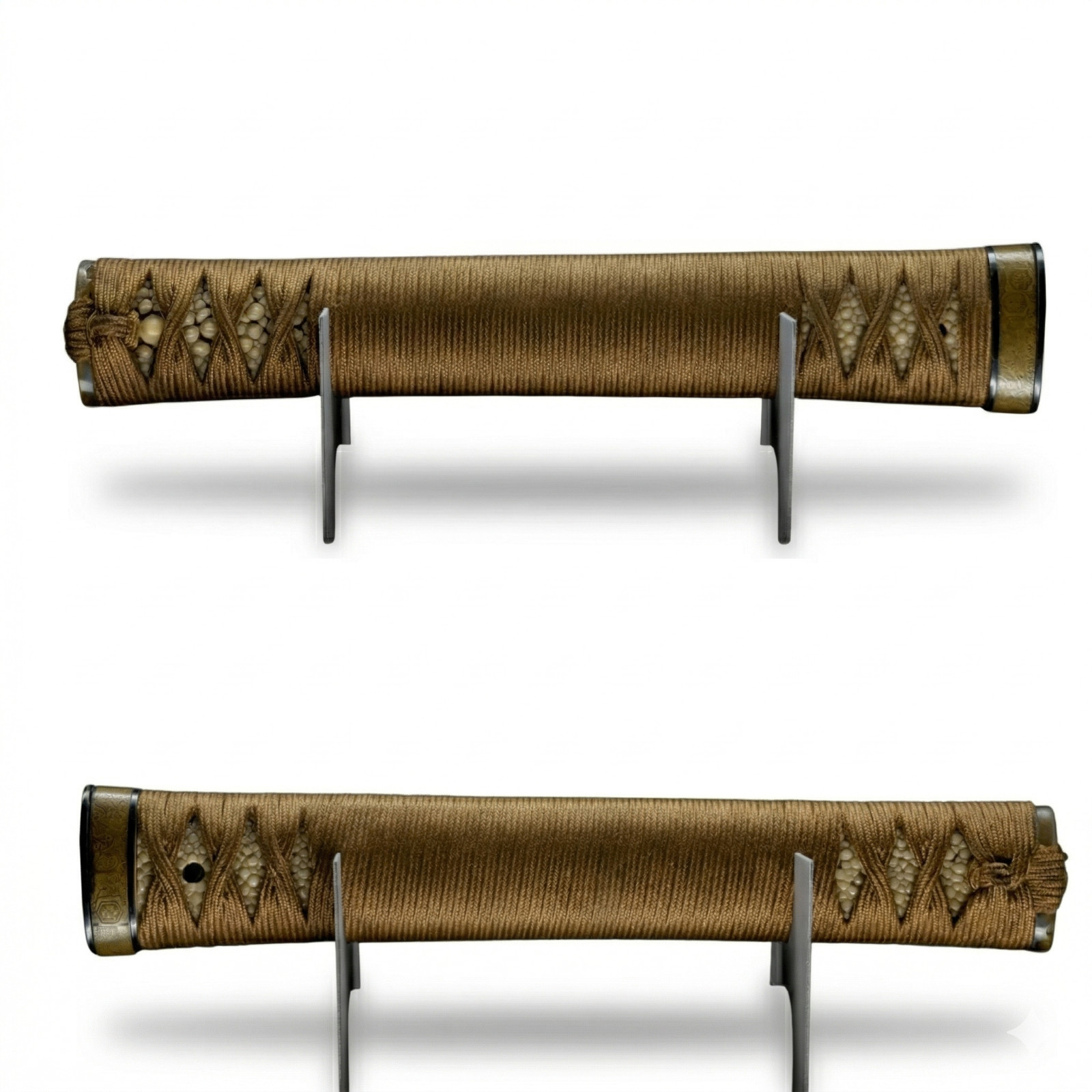 Tsuka Set: Katate-maki with Brass Fuchi and Horn Kashira T878209
