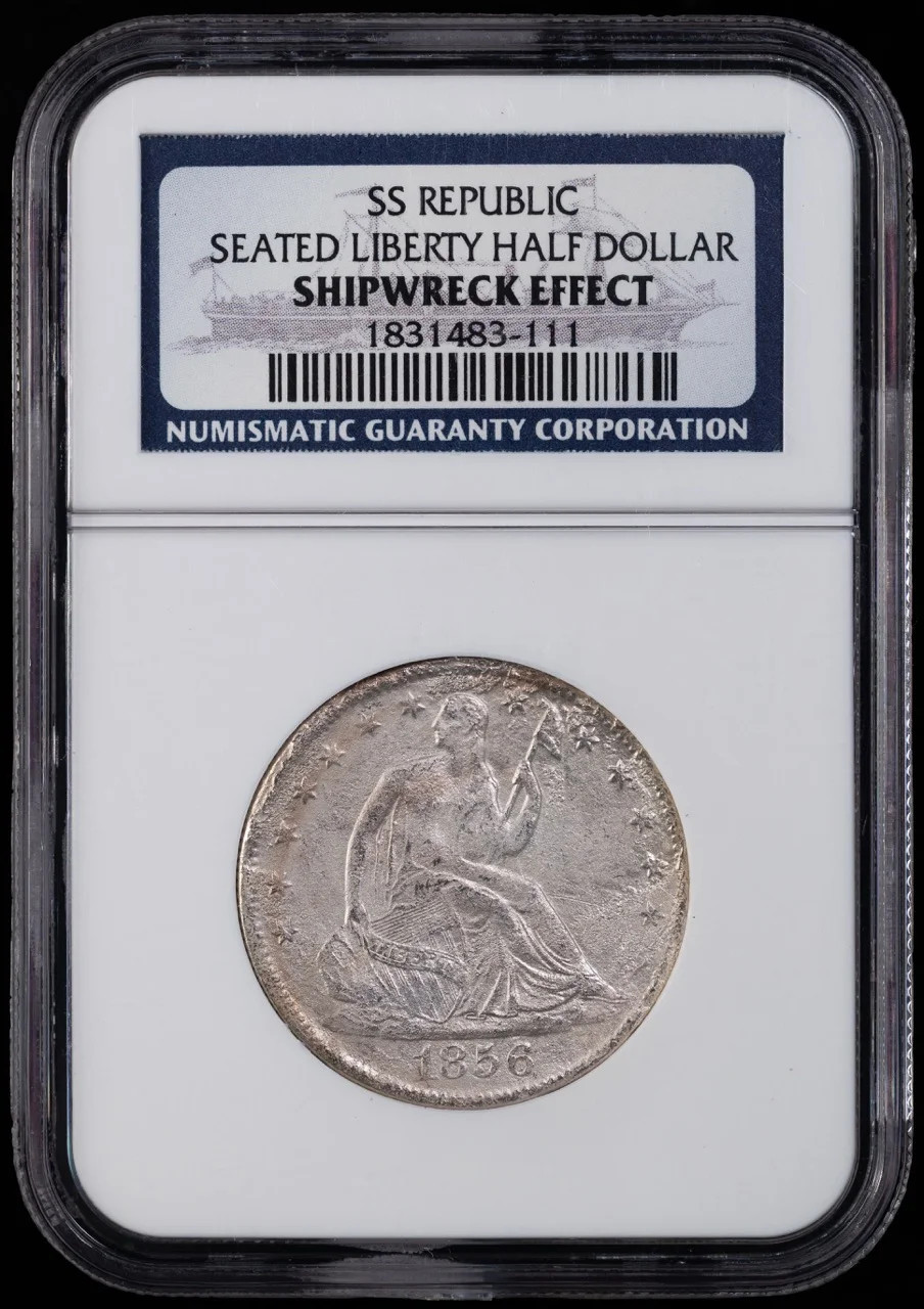 1856 O Seated Liberty Half Dollar NGC Shipwreck Effect, SS REPUBLIC 1856 O Seated Liberty Half Dollar NGC Shipwreck Effect, SS REPUBLIC