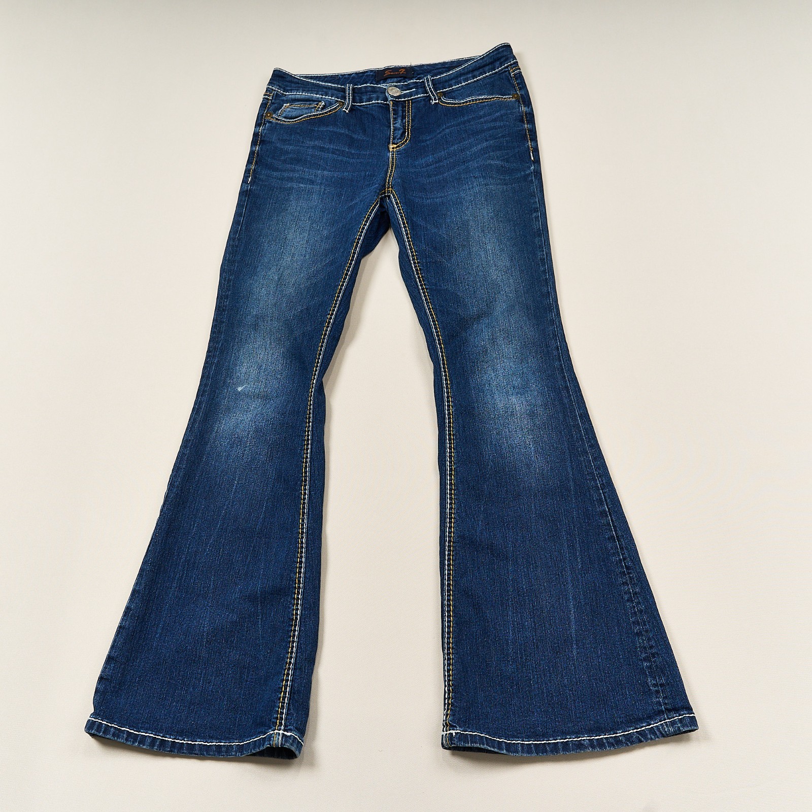 Seven7 High Rise Flare Jeans Women\'s Sz 8 Blue Denim Bell Bottoms Seven7 High Rise Flare Jeans Women\'s Sz 8 Blue Denim Bell Bottoms