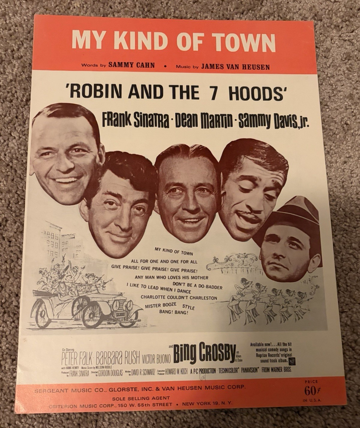 Vintage 1964 Frank Sinatra Sheet Music “My Kind of Town” 9 X 12 Original