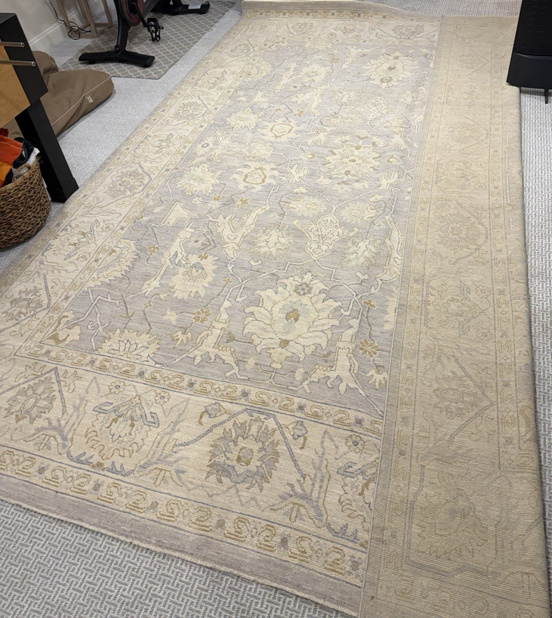 Ushak Traditional Beige & Gray Floral Rectangle Area Rug, Floral & Garden Theme