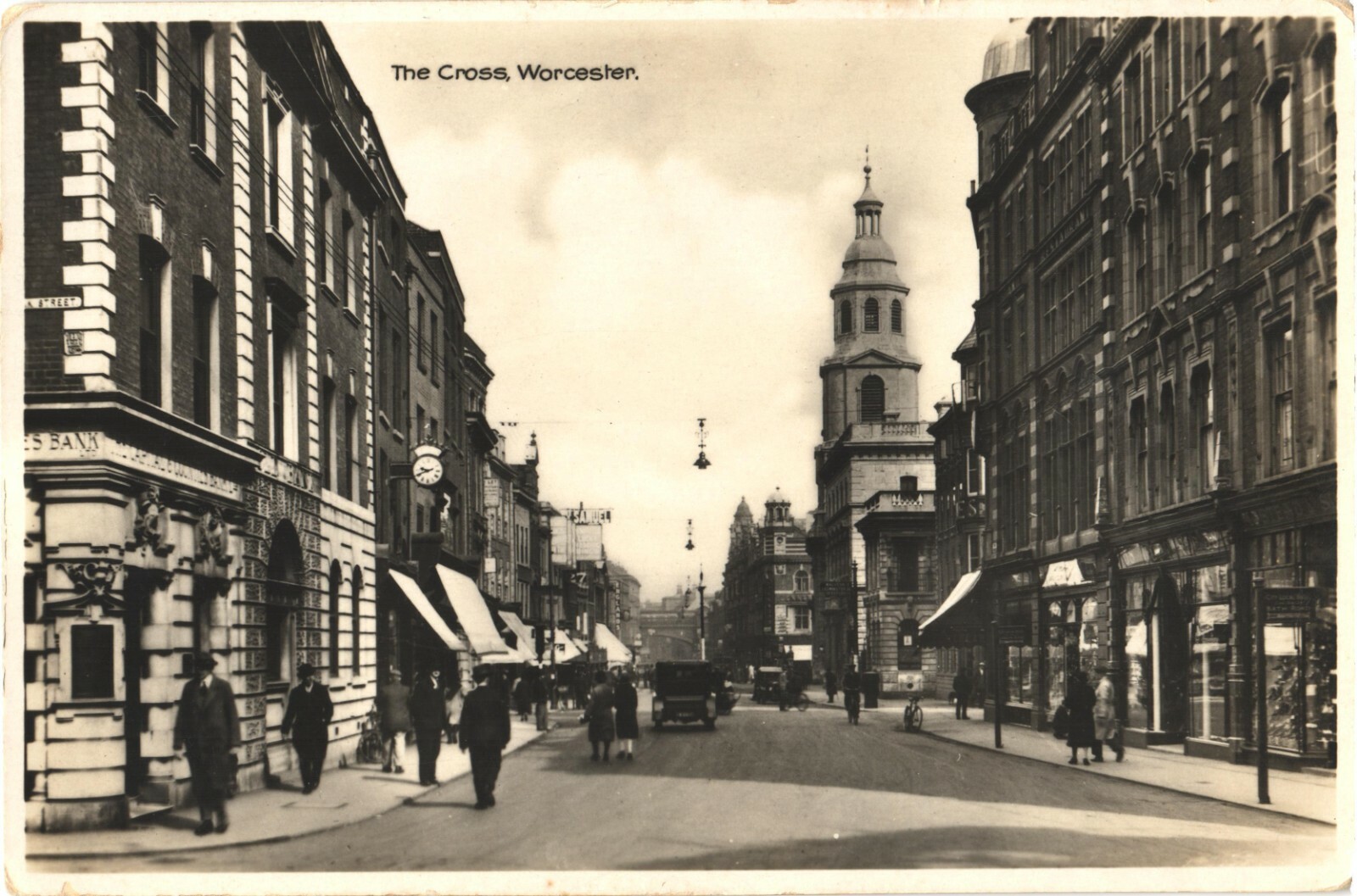 Worcester England The Cross Street Scene RPPC Real Photo Postcard c. 1914 Worcester England The Cross Street Scene RPPC Real Photo Postcard c. 1914