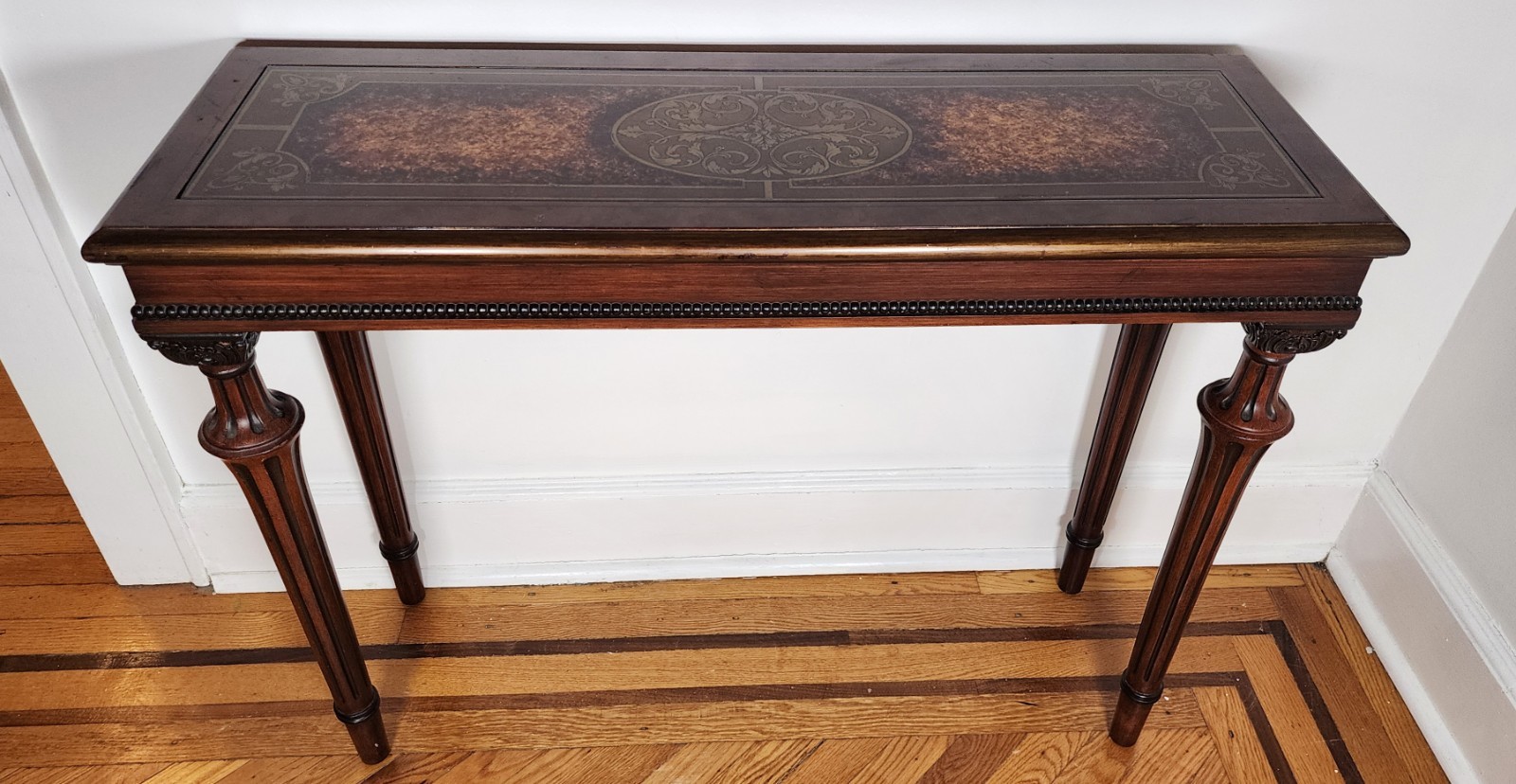 Glass Top Wood Console or Entry Table Glass Top Wood Console or Entry Table