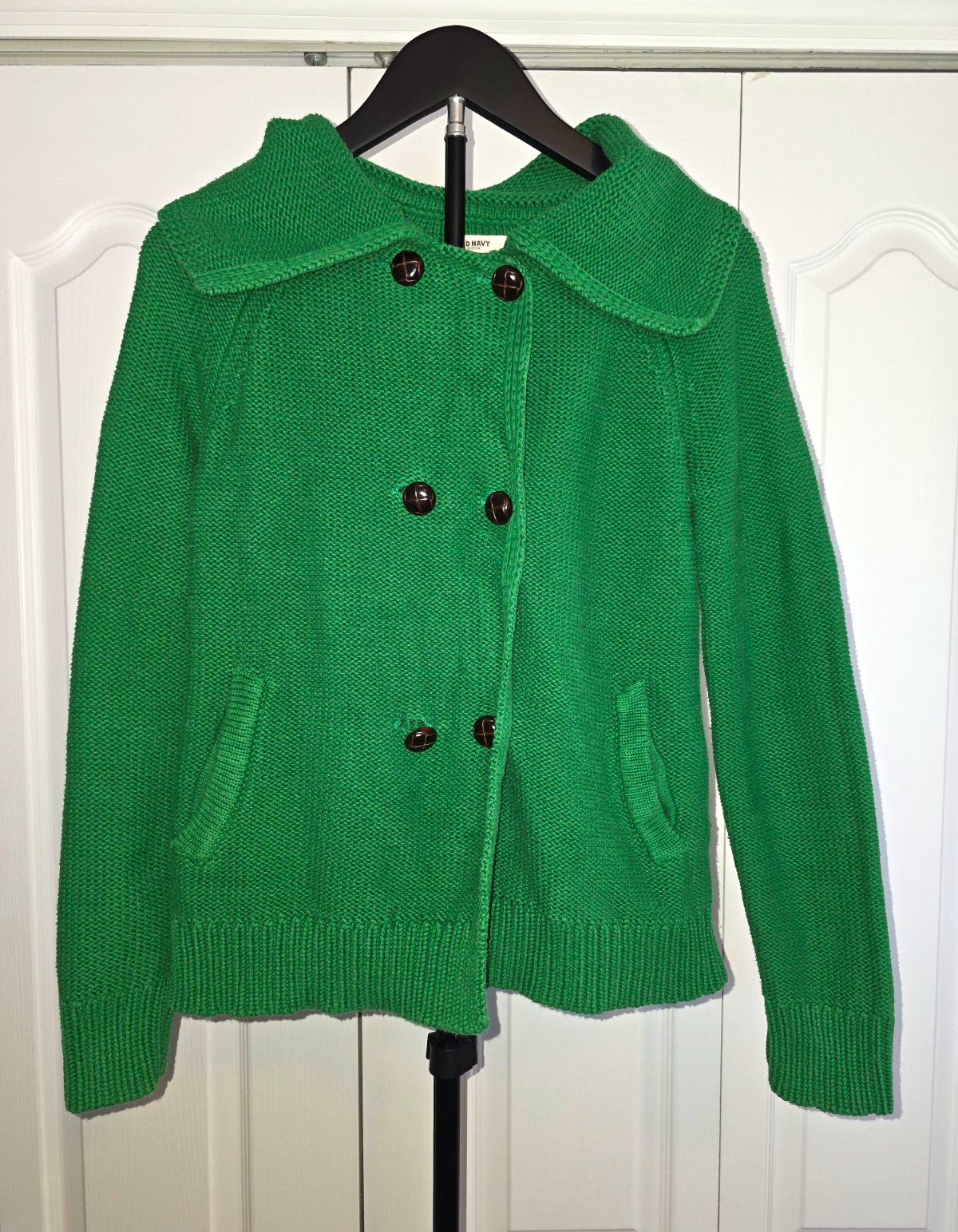 Old Navy Womens M Kelly Green Chunky Knit Double Breasted Cardigan Peacoat Jacke Old Navy Womens M Kelly Green Chunky Knit Double Breasted Cardigan Peacoat Jacke