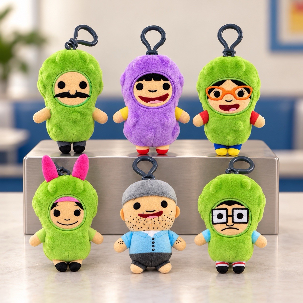 BOB’S BURGERS PICKLE PLUSH DANGLERS SERIES 3 COMPLETE SET OF 6 NEW