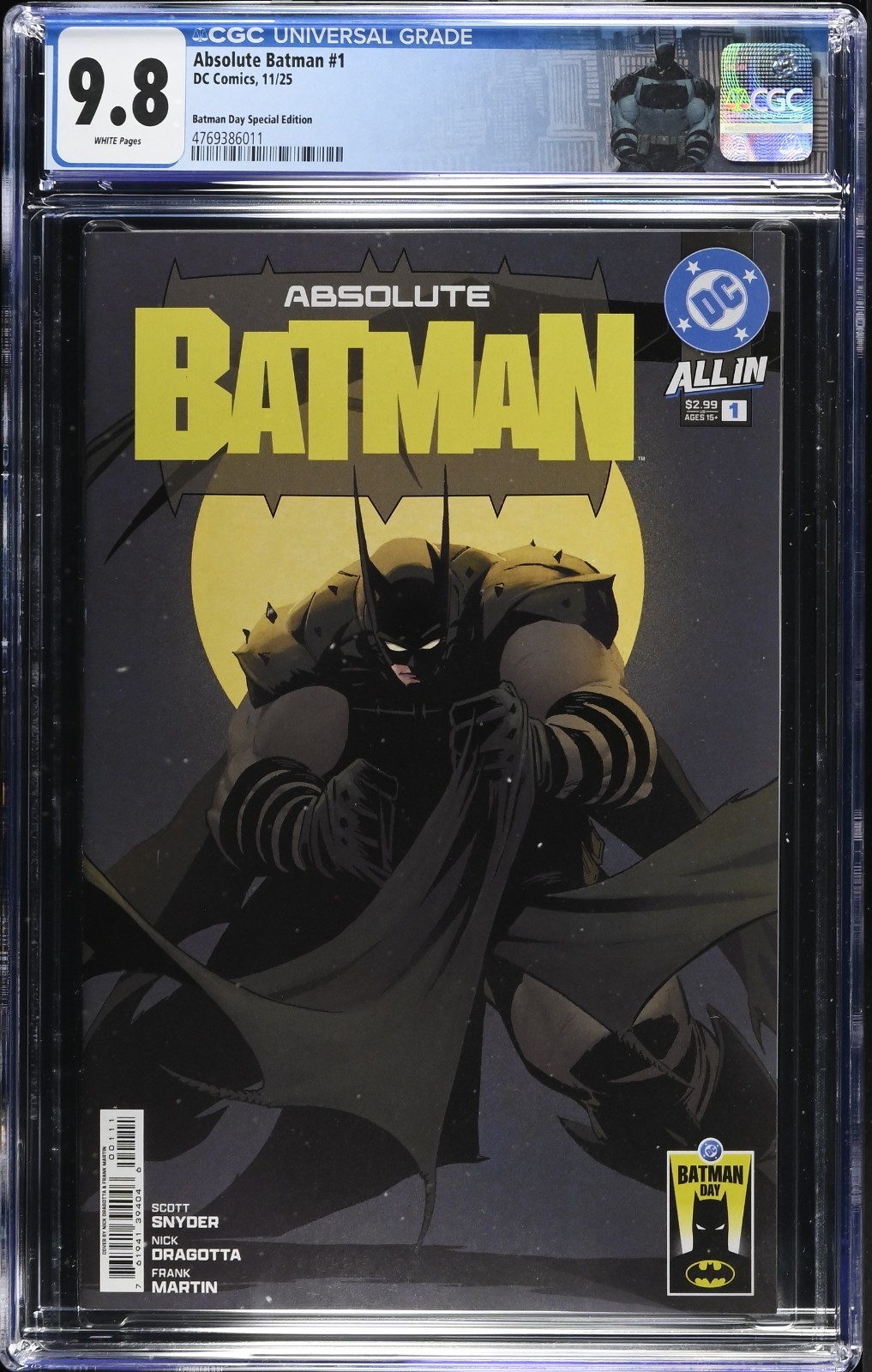 Absolute Batman #1 CGC 9.8 Batman Day Special Edition Dragotta Cover Label