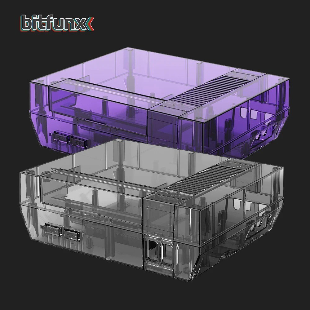 Premium Bitfunx NES Shell Replacement — Clear / Clear Purple / Clear Black