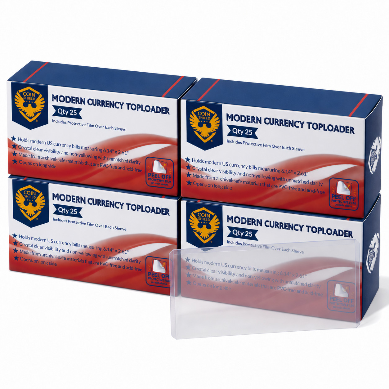 100 Modern Currency Holders Regular Toploaders Semi Rigid US Paper Money Bills