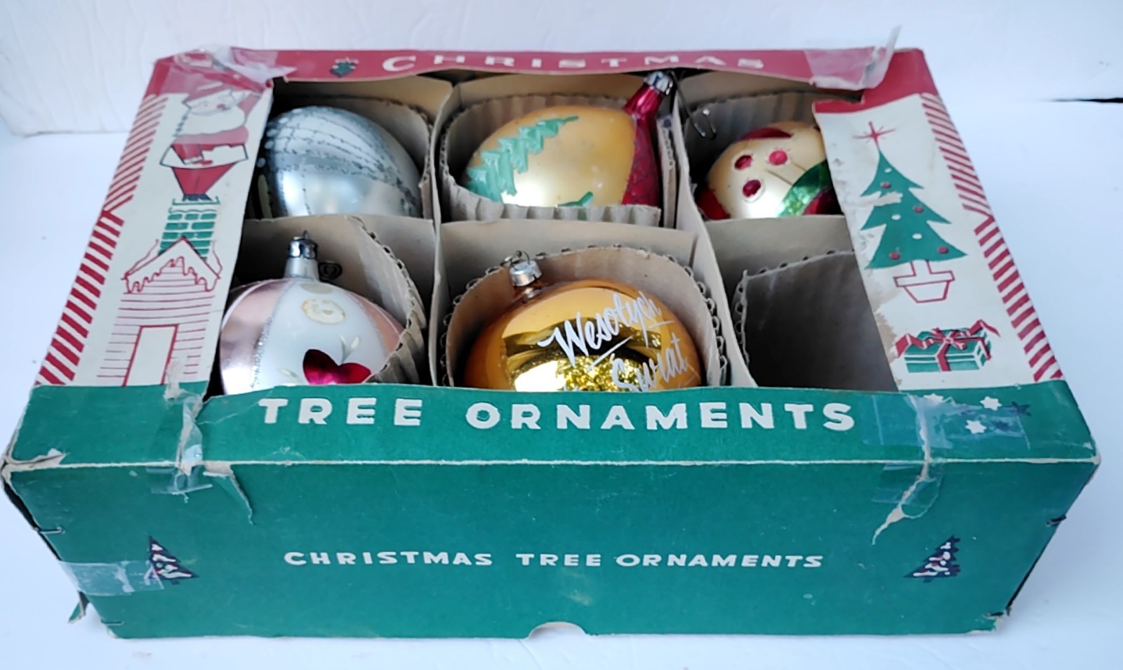 Vtg Fantasia Jumbo Mercury Glass Ornaments Made In Poland In Orig Box Vtg Fantasia Jumbo Mercury Glass Ornaments Made In Poland In Orig Box
