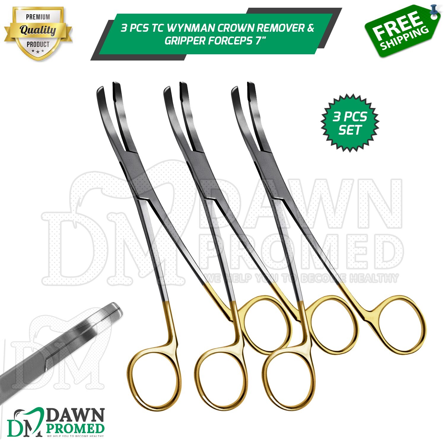 3 Pcs T/C Wynman Crown Remover & Gripper Forceps 7\