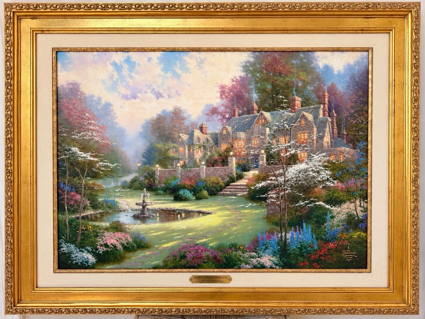 Thomas Kinkade Gardens Beyond Spring Gate AP #7/1190 Master Highlighted COA