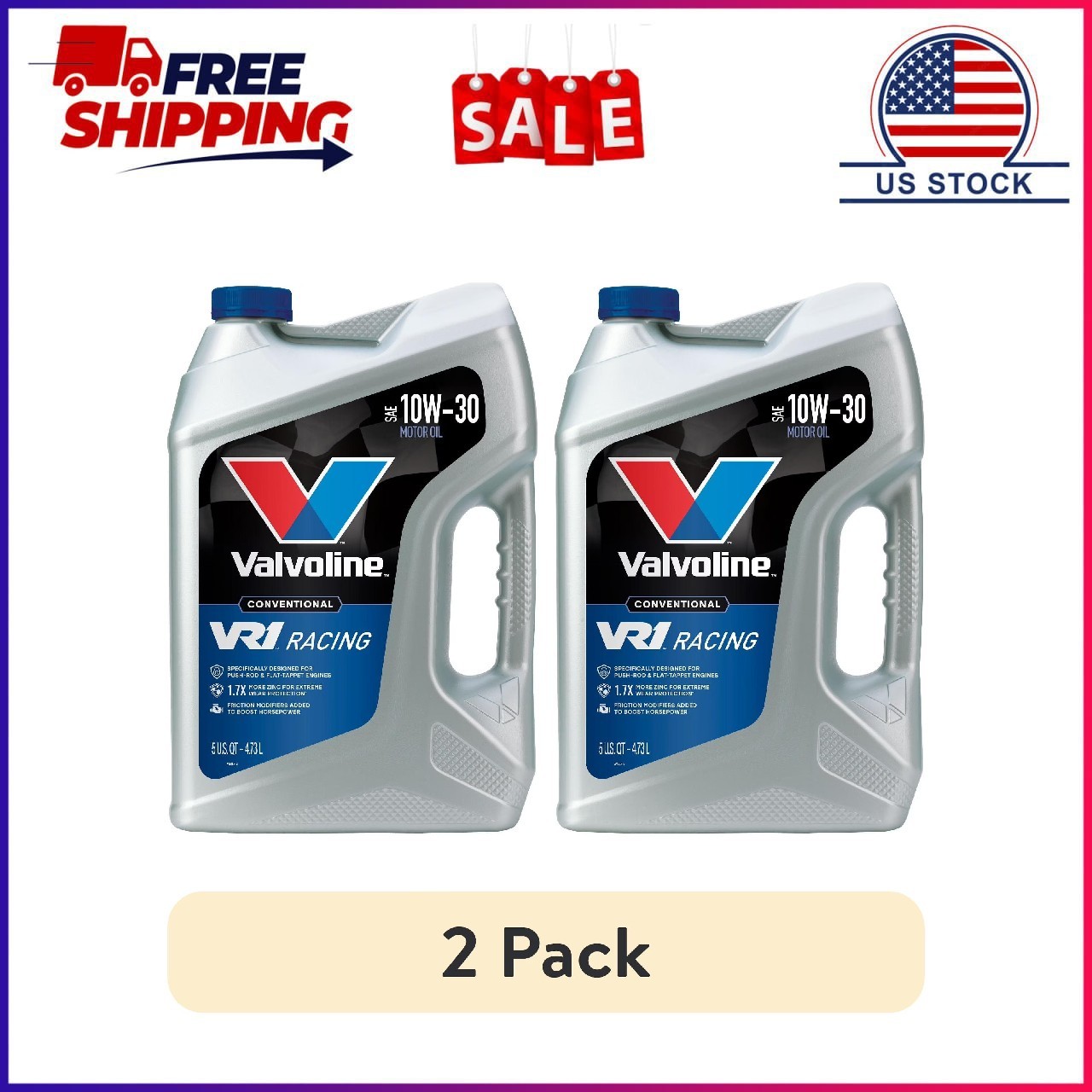 (2 pack) Valvoline VR1 Racing 10W-30 Motor Oil 5 QT (2 pack) Valvoline VR1 Racing 10W-30 Motor Oil 5 QT