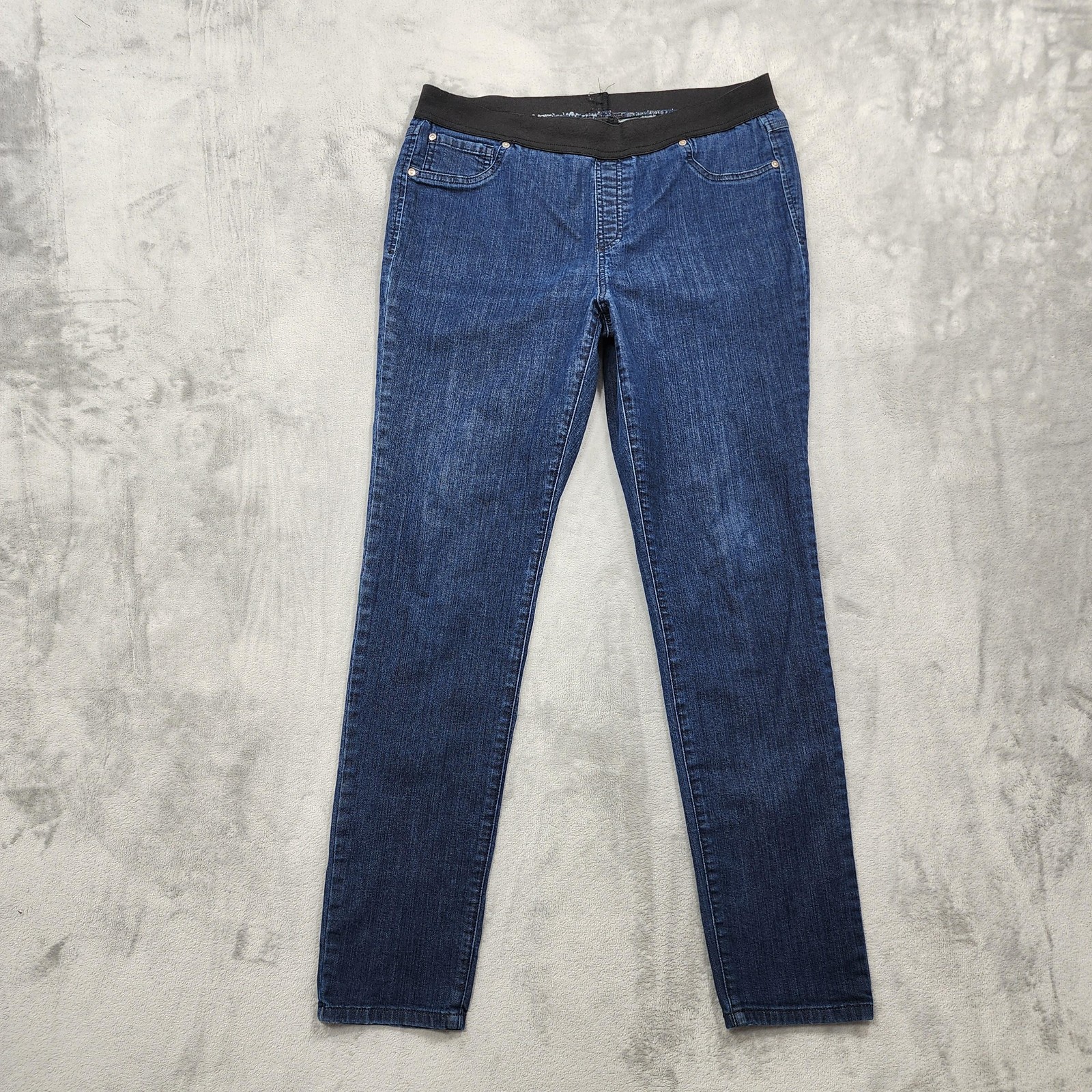 INC International Concepts Jeans Womens 12 Blue Mid Rise Skinny Pull On Stretch