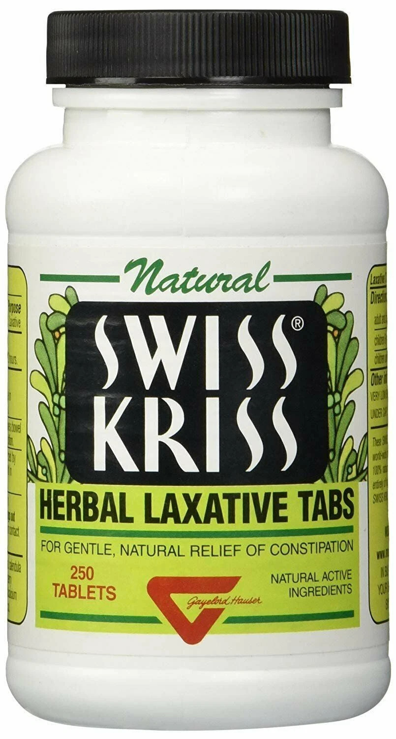 Swiss Kriss Herbal Laxative Tablets Constipation Relief Supplement 250 Ct 6-Pack