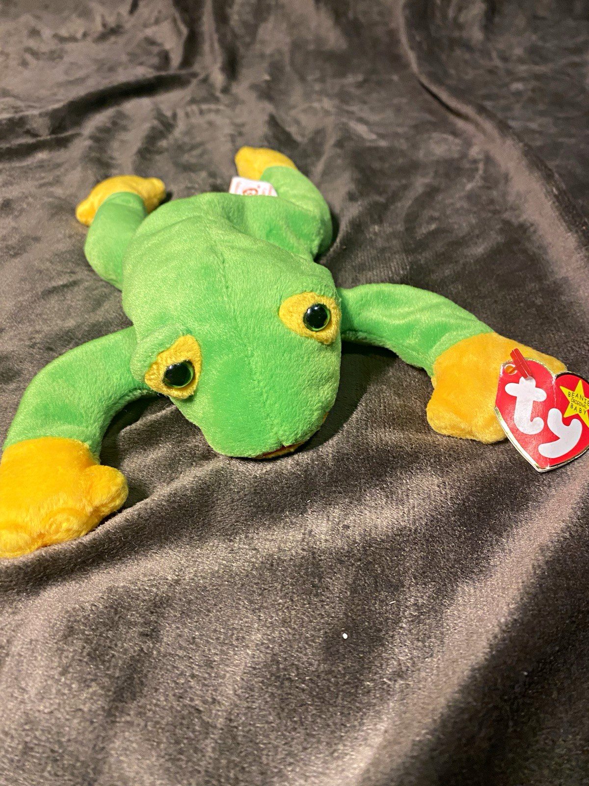 Ty Beanie Babies Smoochy Frog Plush Beanbag Green Yellow 1997 Vintage Ty Beanie Babies Smoochy Frog Plush Beanbag Green Yellow 1997 Vintage