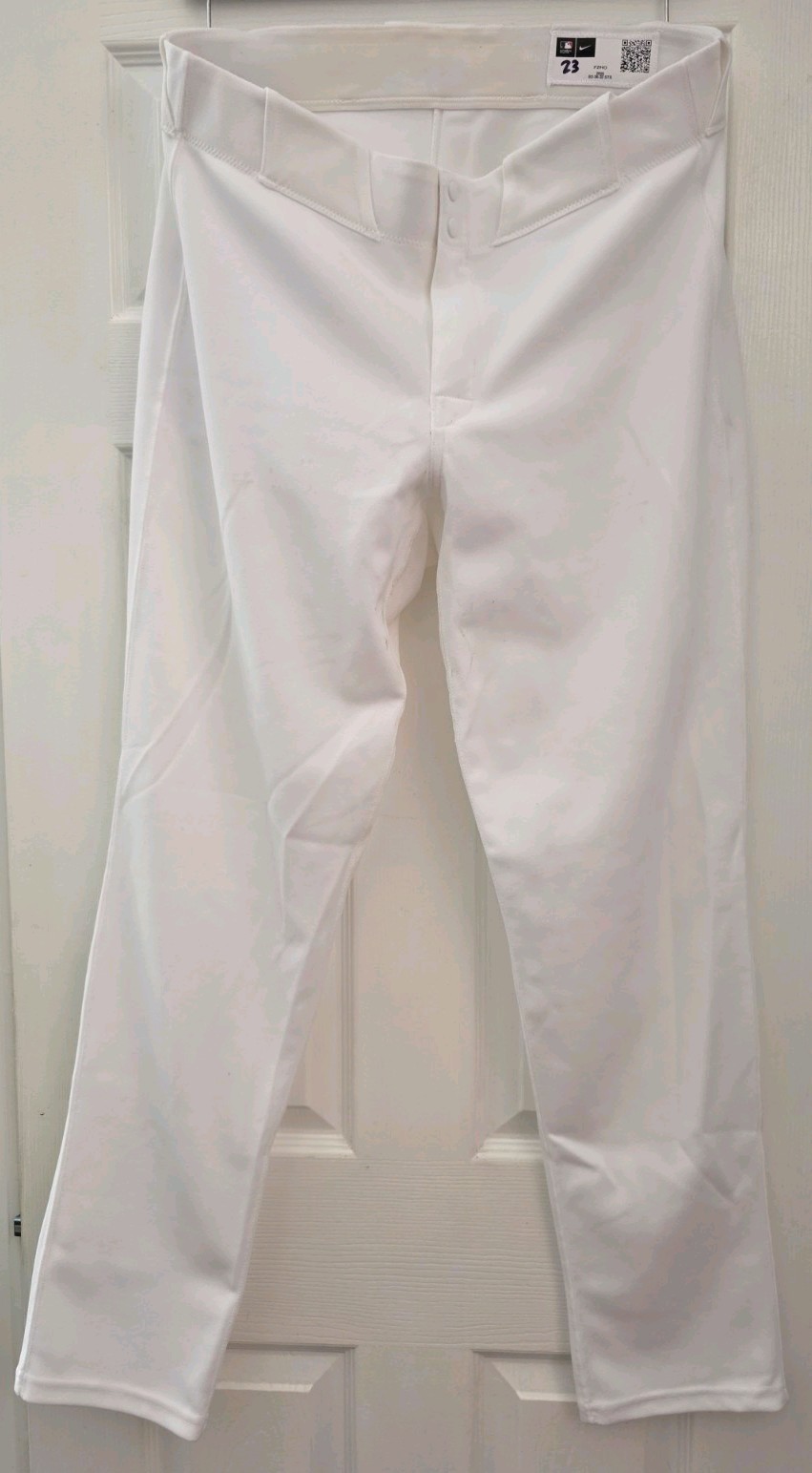 Nike MLB Player Game/Batting Practice Used White Long Baseball Pants A\'s 23 Nike MLB Player Game/Batting Practice Used White Long Baseball Pants A\'s 23