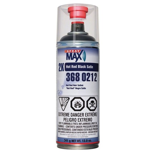 SprayMax 3680212 2K Hot Rod Satin Black Aerosol, 12 oz Two-Component Topcoat SprayMax 3680212 2K Hot Rod Satin Black Aerosol, 12 oz Two-Component Topcoat