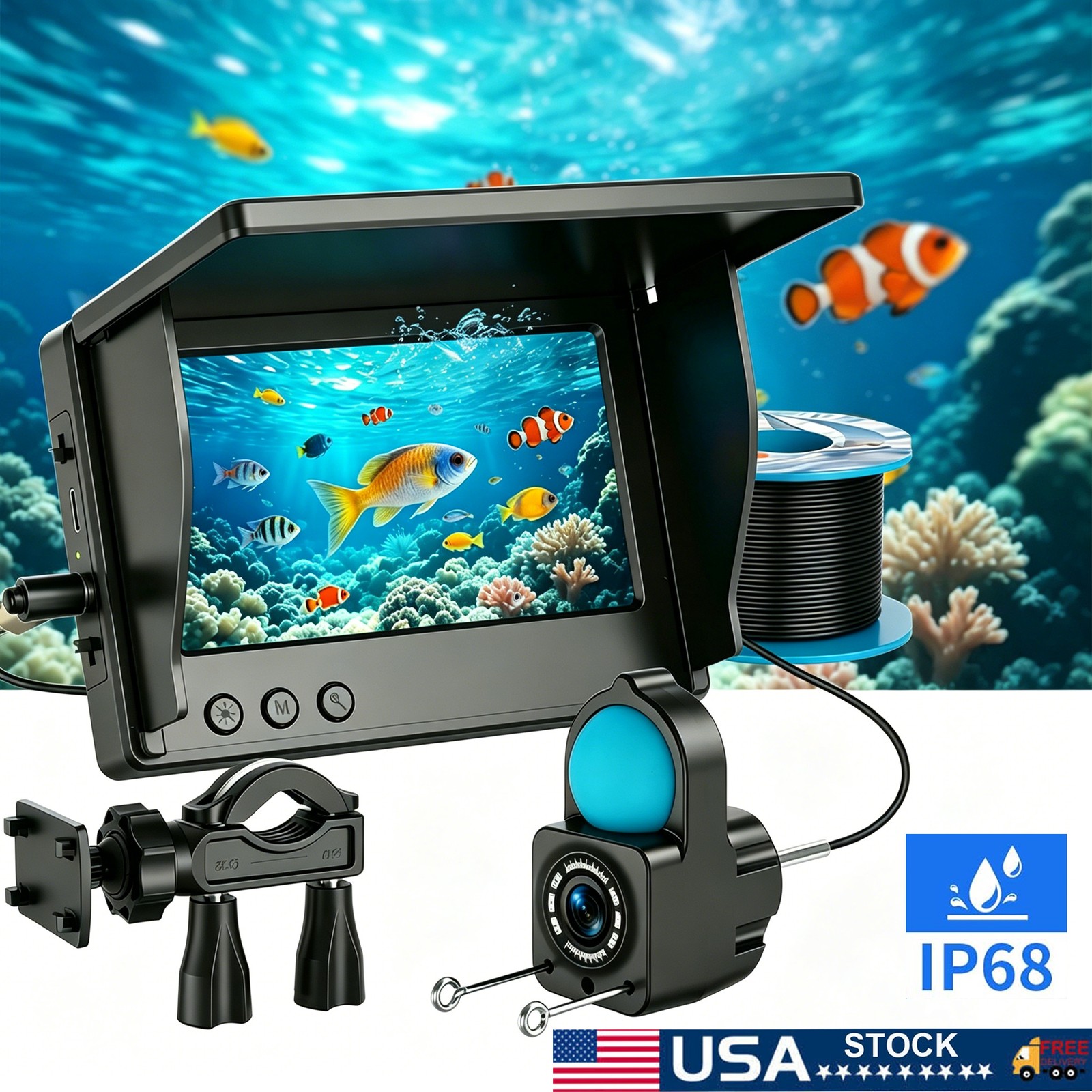 Underwater Fishing Camera,Portable Fish Finder with 4.3 Underwater Fishing Camera,Portable Fish Finder with 4.3